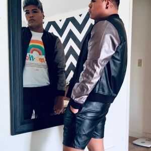 matching AA pleather jacket + shorts [S]